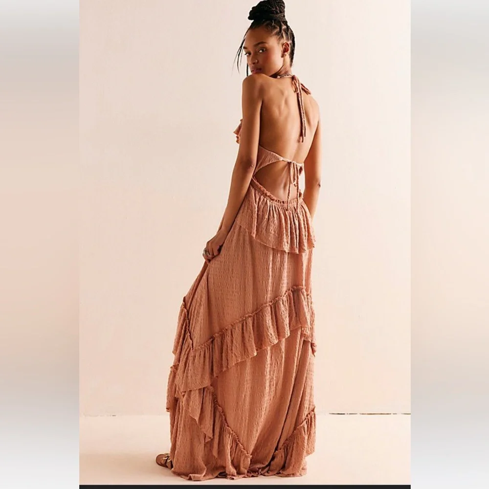 Free People Rusty Rose Tiered Maxi Dress - Picture 1 of 9